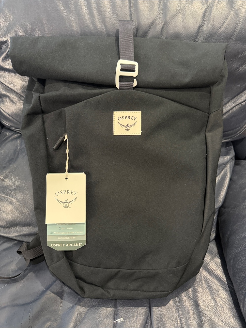 NWT OSPREY Arcane Roll-Top Backpack in Black
